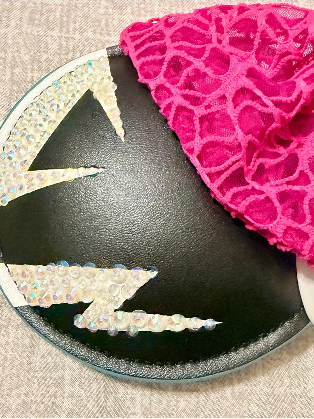Disney Hot Pink Bow & Black Lightning Ears Headband